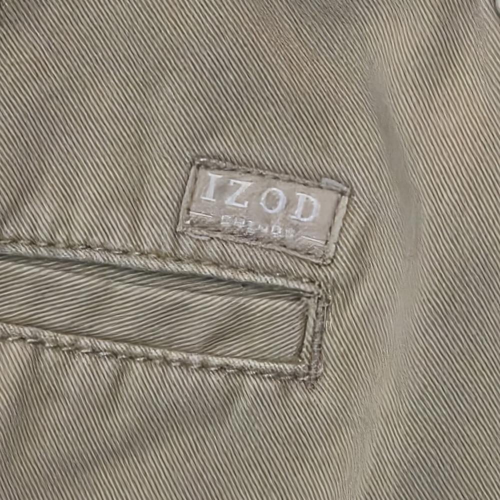 IZOD Mens Khaki Tan Pleated Front Chino‎ Shorts 100% Cotton Size 34/36 Casual - Picture 5 of 10